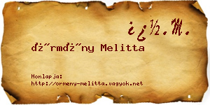 Örmény Melitta névjegykártya